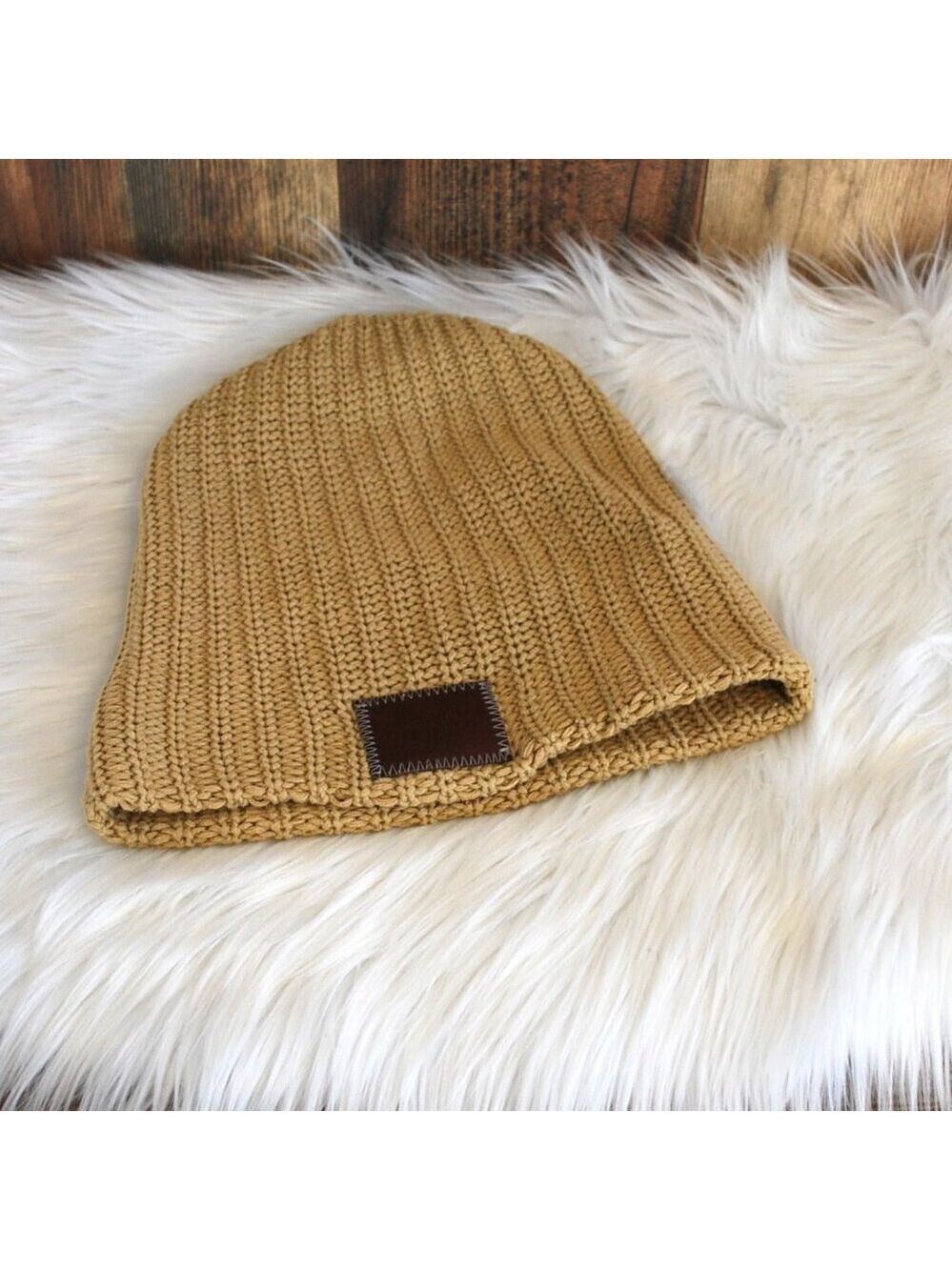 Love Your Melon Beanie Hat Knitted Cotton Beige